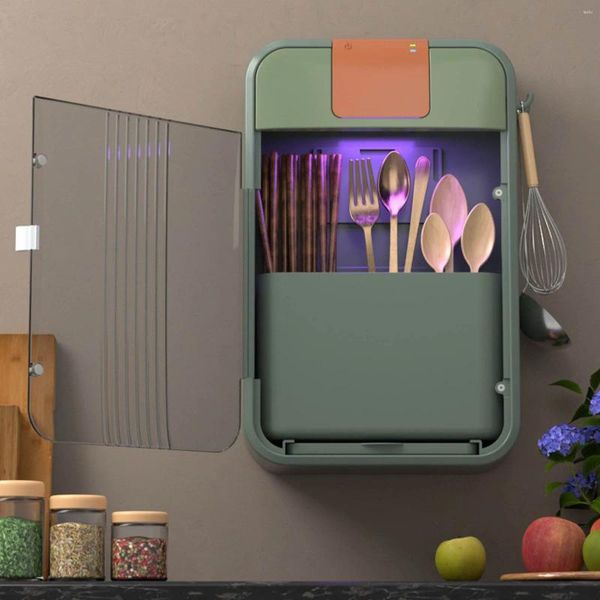 Küche Lagerung Wand Montiert UV Stäbchen Käfig Multifunktions Essstäbchen Ablassen Reinigung Halter Luft Trocknen Besteck Box