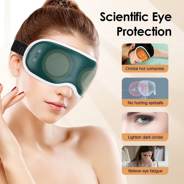 Massageador de olhos Massageador de olhos elétrico sem fio com vibração de calor Bloqueie máscara de olho para dormir Gel de resfriamento macio e respirável Slaapmasker 231211