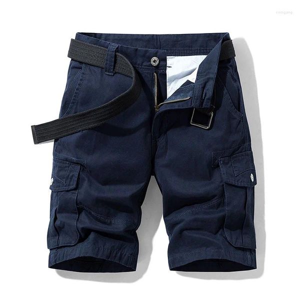 Pantaloncini da uomo 2023 Estate Baggy Multi tasca militare Cargo maschio cotone Navy Mens pantaloni corti 30-38 senza cintura