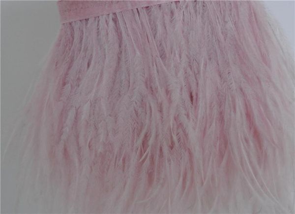 10 iarde rosa luminoso strumo rosa tagliare la fiume di piuma con frangia su header di raso 56 pollici in larghezza per abbigliamento decorazioni4800060