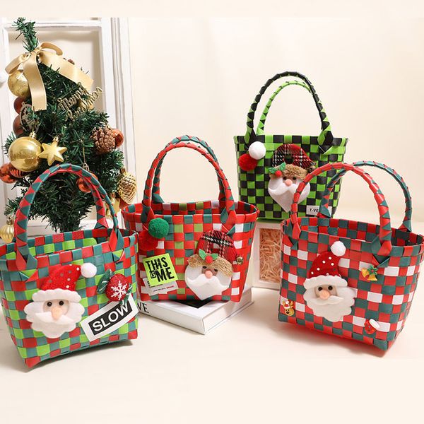 Borsa alla moda carina Babbo Natale colore coordinato borse quadrate tessute piccole borse all'ingrosso FMT-4056