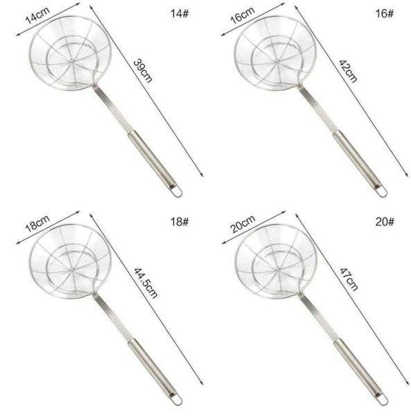 Filtro de aranha Filtro de aço inoxidável Skimmer Fring Spoon Fring com alça longa para cozinha de cozinha em casa Restaurante de cozinha frita 2106263033159