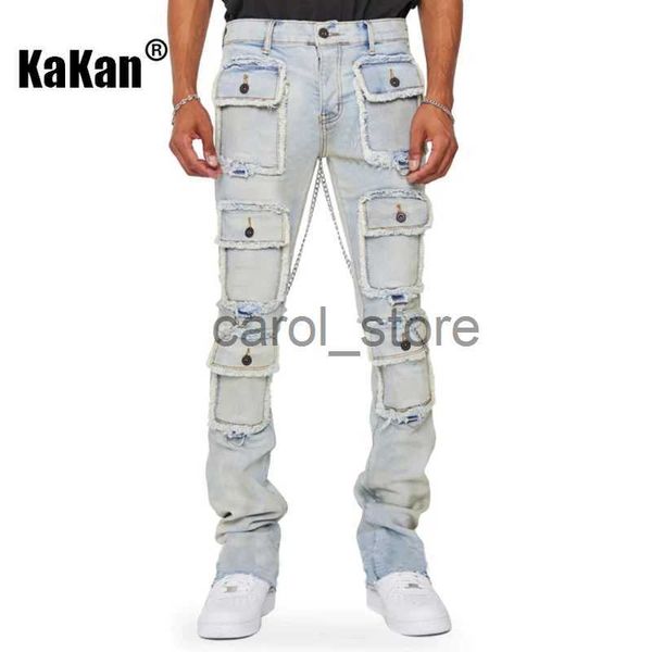 Pantaloni da uomo Kakan - Nuovi jeans da lavoro elastici europei e americani per uomo Jeans a gamba dritta azzurri neri K16-CK3010 J231208