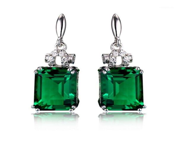 Gümüş Renk 925 Emerald Takı Küpe Kadınlar için Peridot Mistik Jade Taş Garnet Emerald Drop Küpeler Kadın12304497