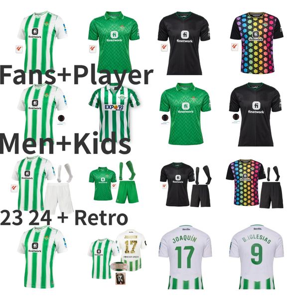 88 89 23 24 Real Betis Fußballtrikots JOAQUIN B.Iglesias Camiseta de Futbol Juanmi ESTADIO LA CARTUJA Fekir 2023 2024 Heim Auswärts Dritter Torwart Komplettsets Männer Kinder Kits X