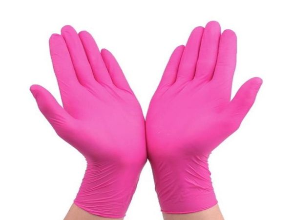 Einweghandschuhe rosafarben -Diagable Nitril Gummi Latex Universal Kitchen Haushaltsreinigung Gartengärtung Lila Schwarz 100pcs2911820