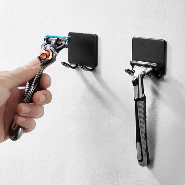 Novos ganchos de toalha de cozinha suporte de lâmina de barbear de parede para homens gancho de armazenamento de barbear prateleira de parede banheiro suporte de barbear acessórios de banheiro