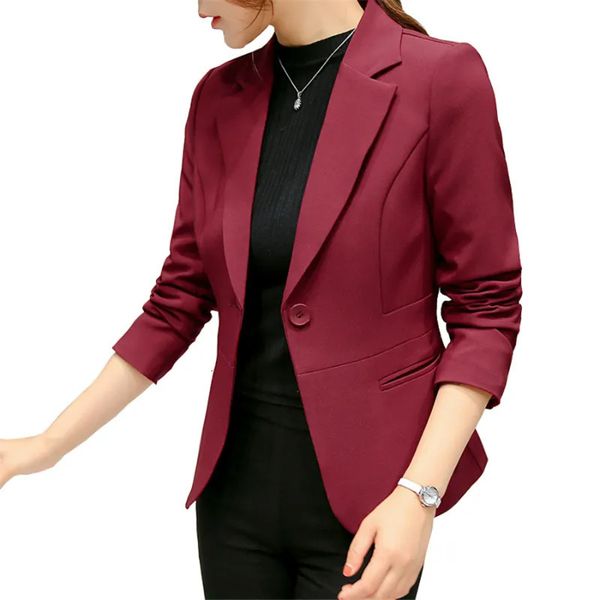 Abiti da donna Blazer da donna Blazer formali slim Blazer da donna Abiti da lavoro da ufficio Tasche Giacche Cappotto Donna Blazer con intaglio vino Giacche Femme Blazers 231211