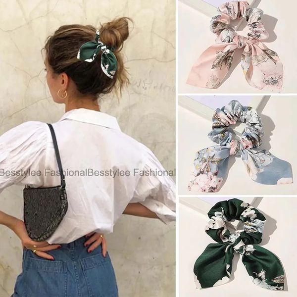 Bandos de borracha de cabelo moda de cabelo estampado racha de cabelo bowknot de cabelo para mulheres garotas rabos de cavalo laços de cabelo elástico faixas de cabelo acessórios de cabelo 231208