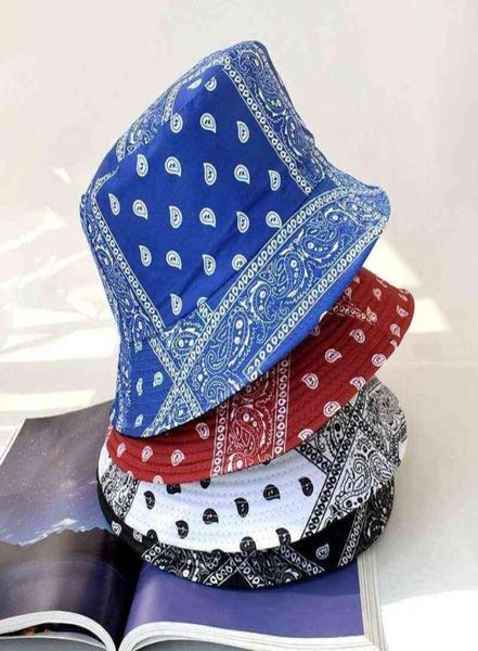 Vintage impressão bandana paisley balde chapéu para mulheres homens caju panamá bacia reversível bob sol pesca pescador chapéu hip hop bonés y9088356