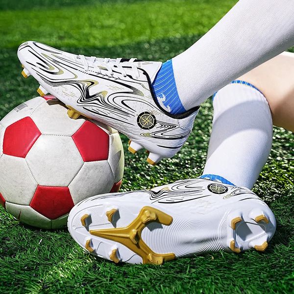 Scarpe eleganti Design Scarpe da calcio dorate bianche per uomo Donna Ramponi Tacchetti da calcio Sneakers Scarpe da calcio per bambini zapatos de futbol 231211
