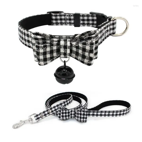 Hundehalsbänder, Katzenhalsband, Leine-Set, verstellbare karierte Schleife, Katzen-Krawatte für kleine Hunde, personalisierte Glocken-Fliege, Haustier-Produkte