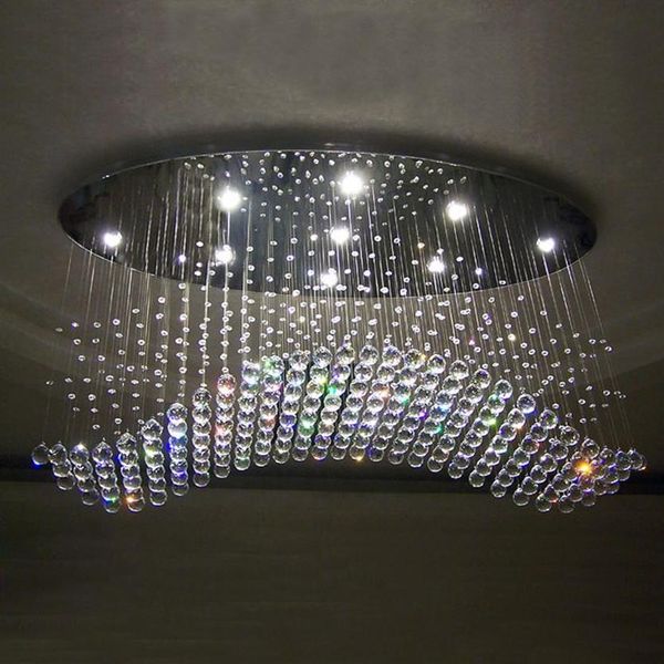Kronleuchter ovaler Vorhang Welle moderne Kronleuchter Kristalllampe Wohnzimmer EL Beleuchtung218Y