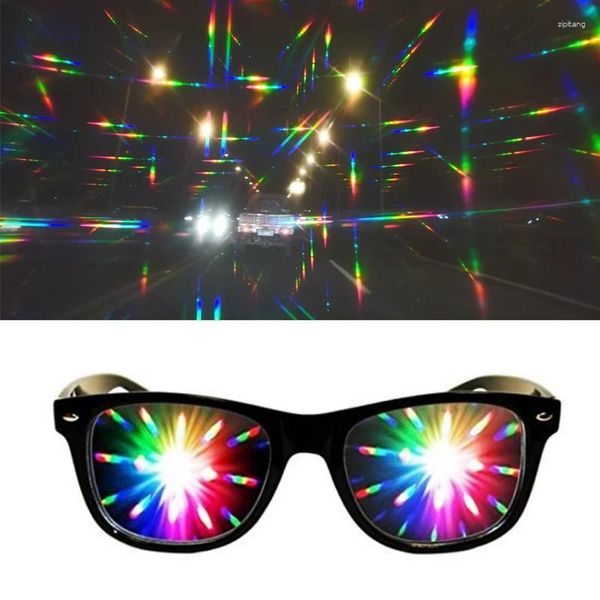 Occhiali da sole 2023 Phoenix Premium Diffraction 3D Prism Raves Occhiali in plastica per fuochi d'artificio Spettacoli laser Grate arcobaleno