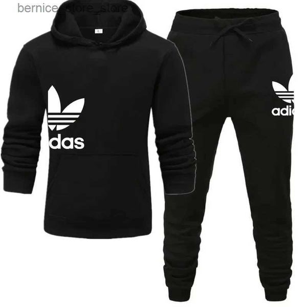 Homens Tracksuits Mens Tracksuit Moletons Com Capuz e Calças Jogger Alta Qualidade Ginásio Outfits Outono Inverno Casual Esportes Hoodie Set Streetwear Q231211