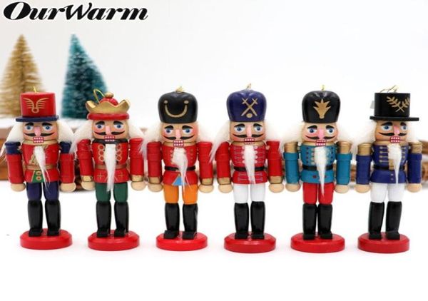 6 Stück Holz Nussknacker Weihnachten Glück Weihnachten Nussknacker Dekorationen Ornamente Zeichnung Walnüsse Soldaten Band Puppen4192432
