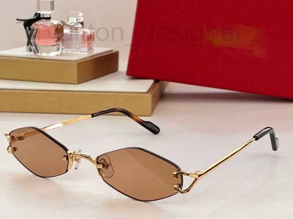 Óculos de sol designer marca frameless cartão casa na moda para mulheres em forma de diamante anti uv protetor solar bi7o