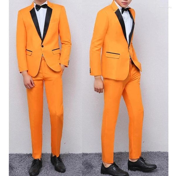 Herrenanzüge Design Orange Herren Formeller Hochzeitsanzug für Slim Fit Bräutigam Smoking 2-teiliges Set Jacke mit Hose Kostüm Homme