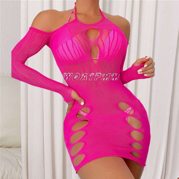 Vendita calda nuove donne rete da pesca gonna corta signore maglia erotica trasparente tentazione biancheria intima sexy mini abito elasticizzato sexy