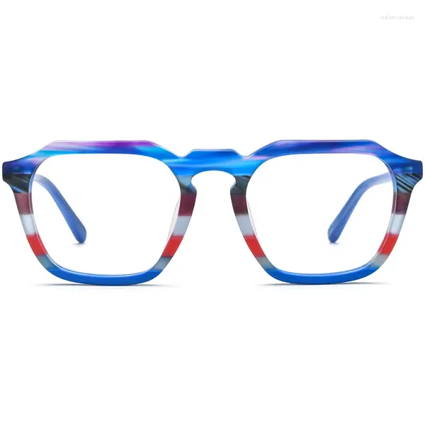 Montature per occhiali da sole Fantasia in acetato multicolore MaIrrigular Square Occhiali da vista da uomo La montatura può abbinarsi a occhiali miopia Anti luce blu unisex