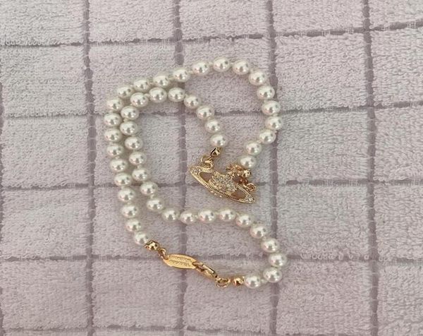 Hochwertige Halskette mit Strass-Satelliten-Anhänger für Damen, Orbit-Perlenkette, Modeschmuck, für Geschenk, Party, a058108016