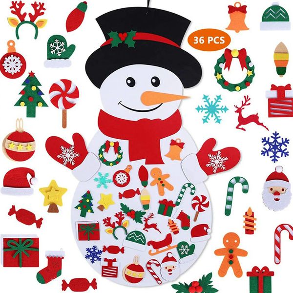 Giochi di società artigianato feltro fai da te giochi di pupazzo di neve di Natale set ornamenti decorazioni appese set giocattoli per bambini 231208
