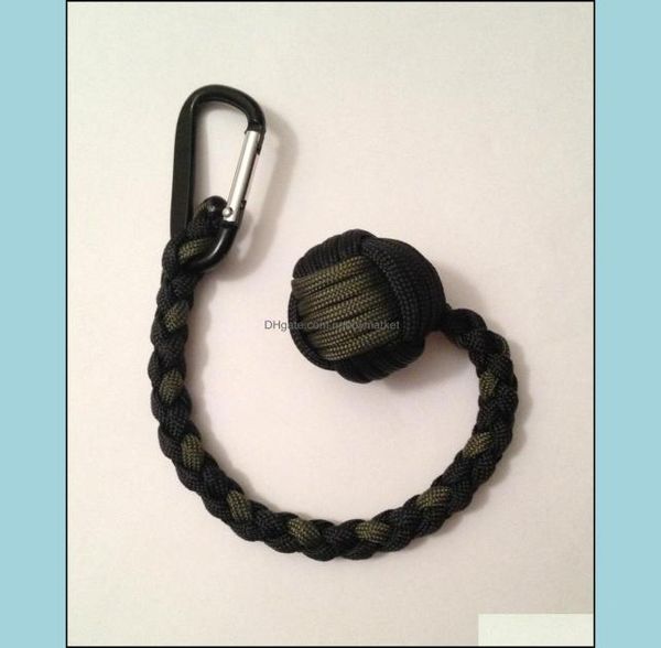 Portachiavi Gioielli Monkey Fist Portachiavi 1quot Sfera d'acciaio Autodifesa 550 Paracord realizzato artigianalmente in Cina Drop Delivery 2021 Pv6B3193232