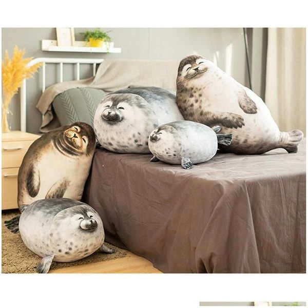 Animais de pelúcia 3D impresso selo brinquedo macio mar animal boneca brinquedos para presente de aniversário lifelike abraço travesseiro decoração de casa q0727 drop de otezm