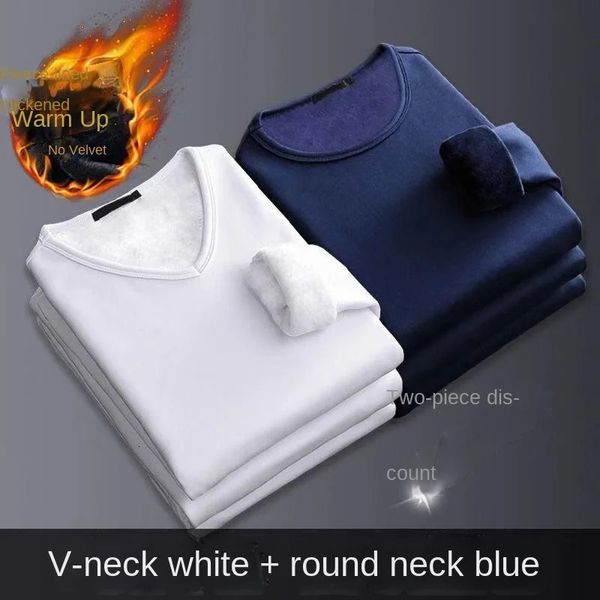 Intimo termico da uomo 2 pezzi Intimo da uomo invernale Intimo termico da uomo a maniche lunghe più T-shirt imbottita in velluto girocollo Camicia con fondo sottile 231211