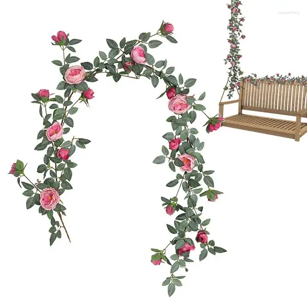 Dekorative Blumen, Blumenranken, Hochzeit, Wandproduktion, Deckendekoration, umwickelt, Austin-Rosenrebe, künstliches künstliches Rattan