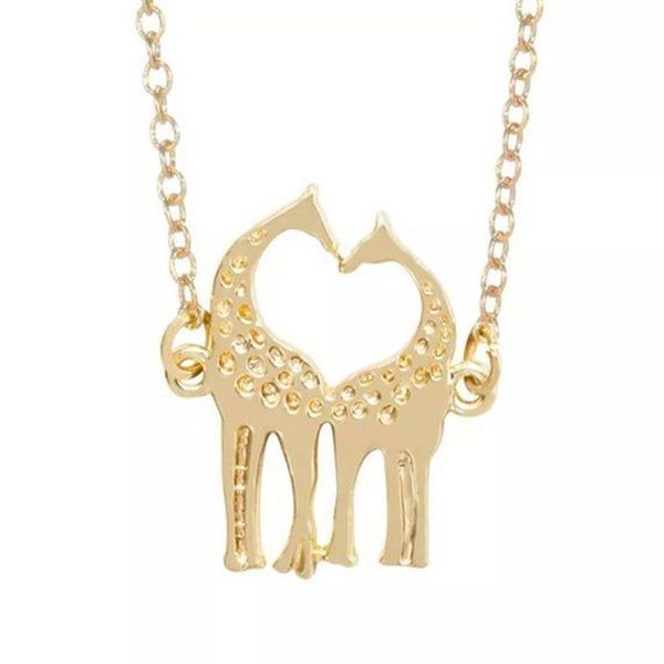 10 pezzi collana di giraffe amorevoli cuore carino semplice adorabile doppia collana di cervi gioielli animali per coppie226A