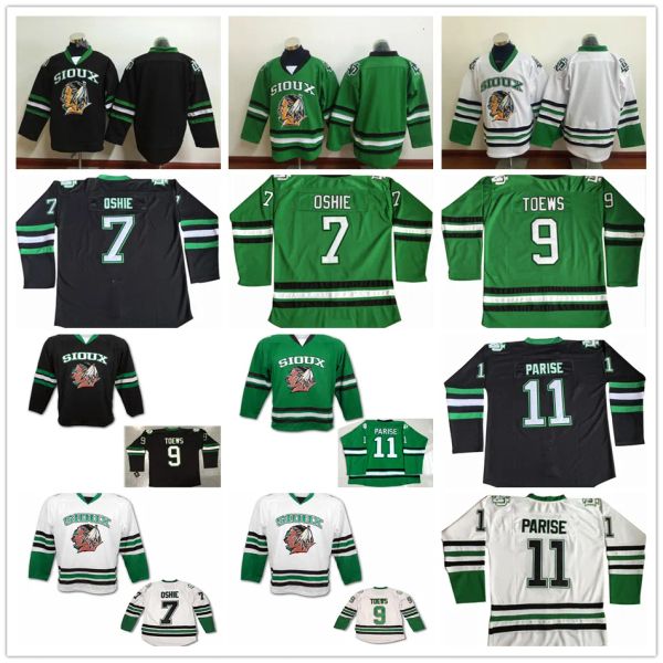 North Dakota Fighting Sioux College Ice Hockey Maglie da uomo Ed 9 Jonathan Toews 11 Zach Parise 7 T.J.Oshie University Jersey