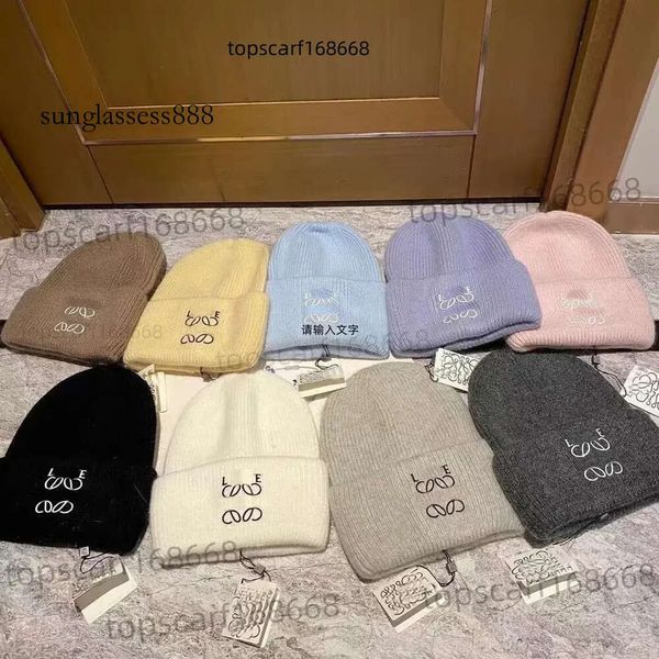 Y2K gorro chapéu Lowewe Designer Beanie Winter Bonnet Chapéus Homens e Mulheres Toalha Quente Chapéu de Lã de Malha para Bonés de Esqui Golf Cashmere Patchwork Letras Moda