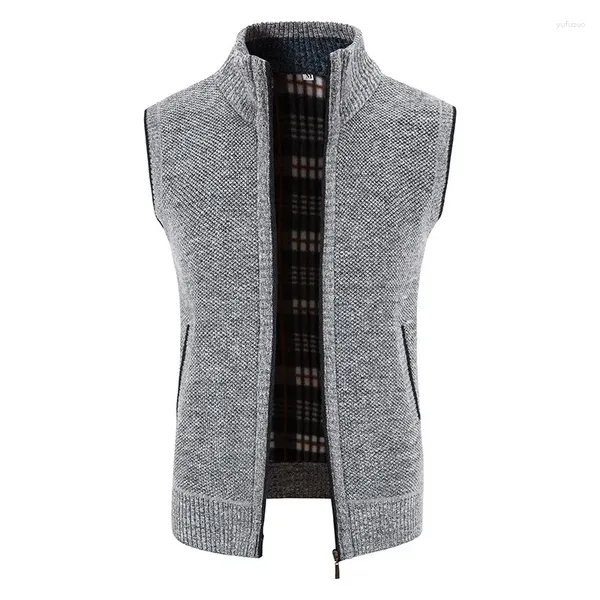 Gilet da uomo con cerniera intera Gilet casual Cardigan Tinta unita Maglione termico a vestibilità regolare