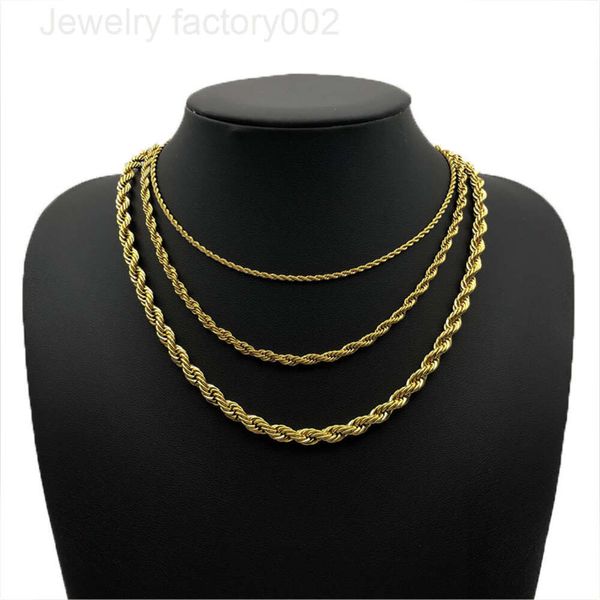 Großhandel Hip Hop Twisted Chain Männer Vergoldete Halskette Benutzerdefinierte 2 MM 3 MM 5 MM Kubanische Kette Halskette Für Männer Frauen Schmuck