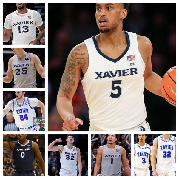 Benutzerdefinierte Zach Freemantle Jerome Hunter College Xavier Basketball-Trikots Herren Damen Jugend Alle genäht Gytis Brad Colbert Bob Nunge Ian Sabourin Kam Craft