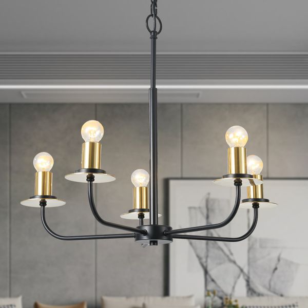 Lustres pretos de cozinha Luminárias com 5 luzes Lustre de fazenda Industrial Vela de ferro pendurada luzes pendentes para bar corredor sala de estar quarto