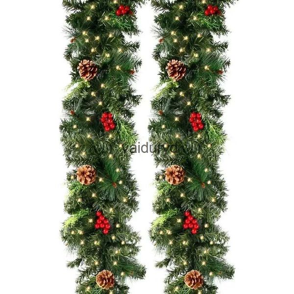 Decorações de Natal Guirlandas com Pinhas Bagas Vermelhas Grinaldas Artificiais para Casa Árvore de Natal Escadas Porta Decoração de Ano Novovaiduryd