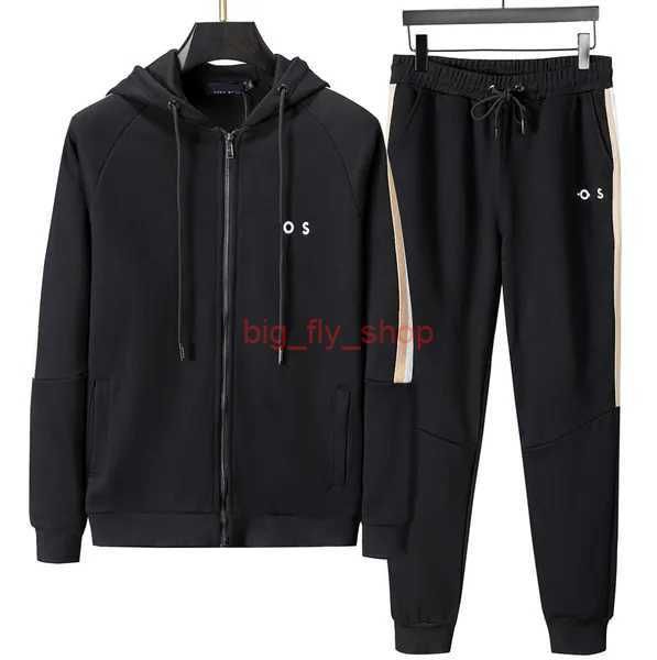 Boss Mens Masculino Hoodie Tracksuits Outono Inverno Mens Sportswear Outwear Dois Bosses Jogger Set Jaqueta e Calças Casuais Homens Ginásios Em Relevo 2 G0K2