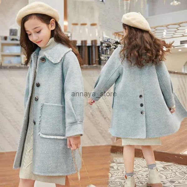 Cardigan eachin crianças casacos de lã 2023 novo grosso casual outwear menina jaquetas de lã crianças longo casaco moda roupas de inverno para meninas l231211