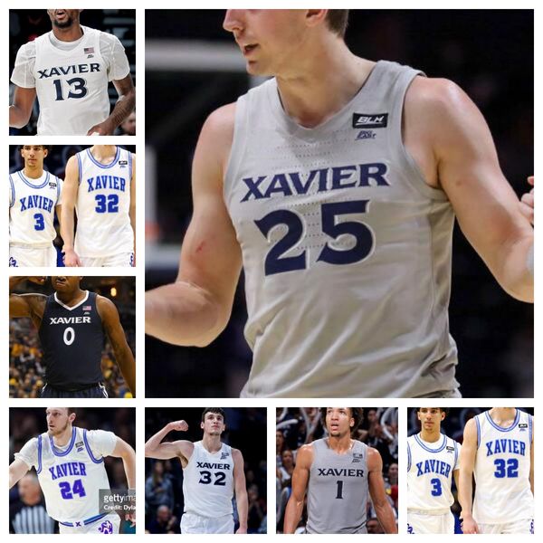 Maglie da basket Custom College Xavier Uomo Donna Gioventù Tutte cucite Zach Freemantle Reid Ducharme Kam Craft Kachi Nzeh Lazar Djokovic Ian Sabourin Nunge