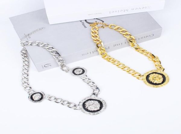 Chokers Mode Löwenköpfe Anhänger Halsketten Punk Gold Farbe Kette Männer Halskette Aussage Mädchen Hip Hop Legierung Schmuck Kragen6502463