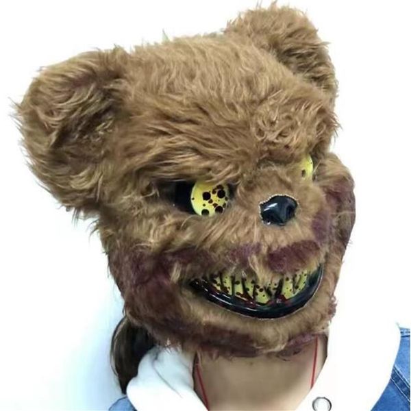 Urso de pelúcia máscara de pelúcia plástico rosto cheio máscaras brinquedo assustador assassino adulto mal psico halloween traje fantasia vestido festa mask1976