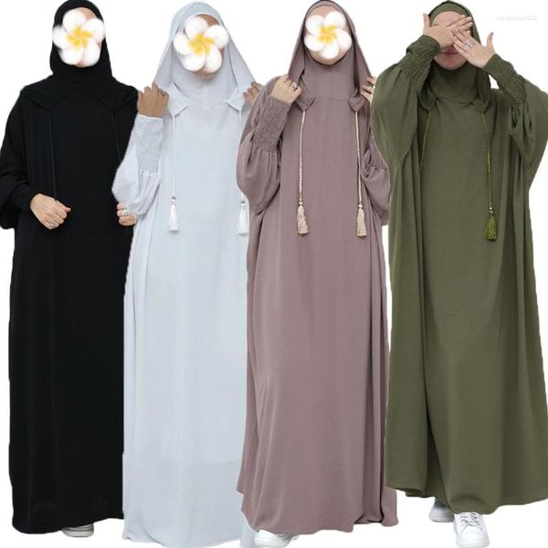 Ethnische Kleidung Muslim Abaya Lange Khimar Frauen Eid Kapuzen Maxikleid Türkei Kaftan Arabische Robe Islamischer Overhead Hijab Dubai Ramadan