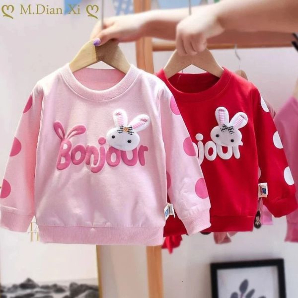 Hoodies moletons outono bebê meninas inverno primavera crianças algodão morango manga longa camisola crianças tshirt roupas 231211