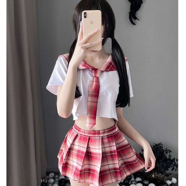 Nuova gonna a pieghe erotica Donne sexy Lingerie School Girl Sex Game JK Uniform Anime Cosplay Costume Gioco di ruolo Studente Outfit sexy