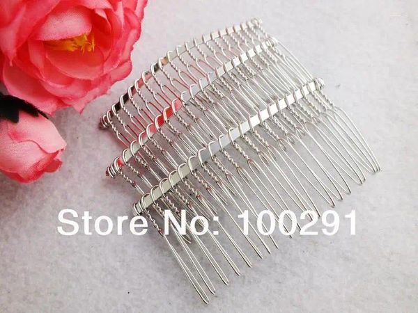 Grampos de cabelo 300pcs 70mm(20 dentes) pentes de metal banhados a prata Cips joias acessórios componentes