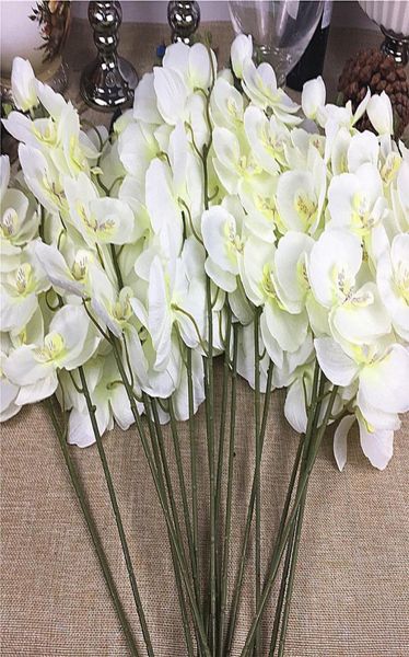 20 pçslot inteiro branco orquídea ramos flores artificiais para festa de casamento decoração orquídeas flores baratas3472247