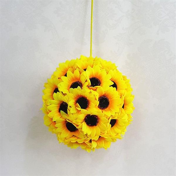 1 Stück 14 cm 5/5 Seidensonnenblume Künstliche Blumenkugel Kissing Hanger Ball für DIY Hochzeit Partydekorationen Brautblume Kis2403