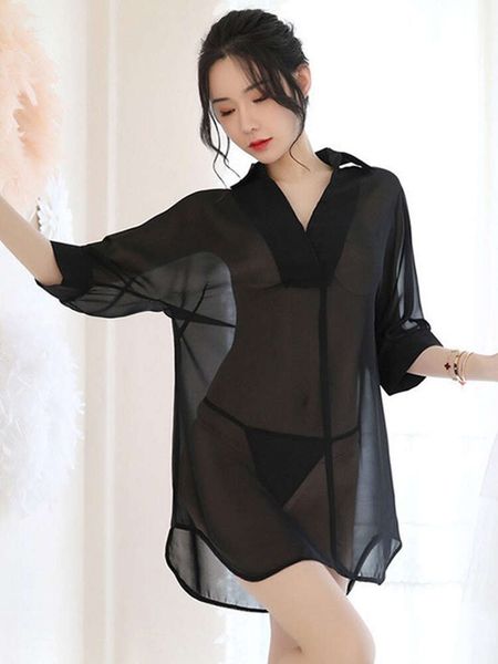 Senhoras camisola transparente tentação pamas sexy feminino seção fina pijamas pornô uniformes eróticos sexy